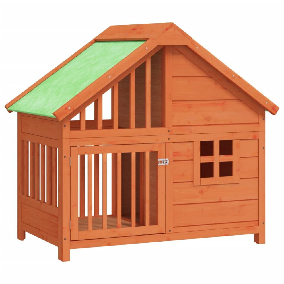 (brown) vidaXL Dog Kennel Wooden Pet House Animal Crate Dog Enclosure Solid Wood Pine