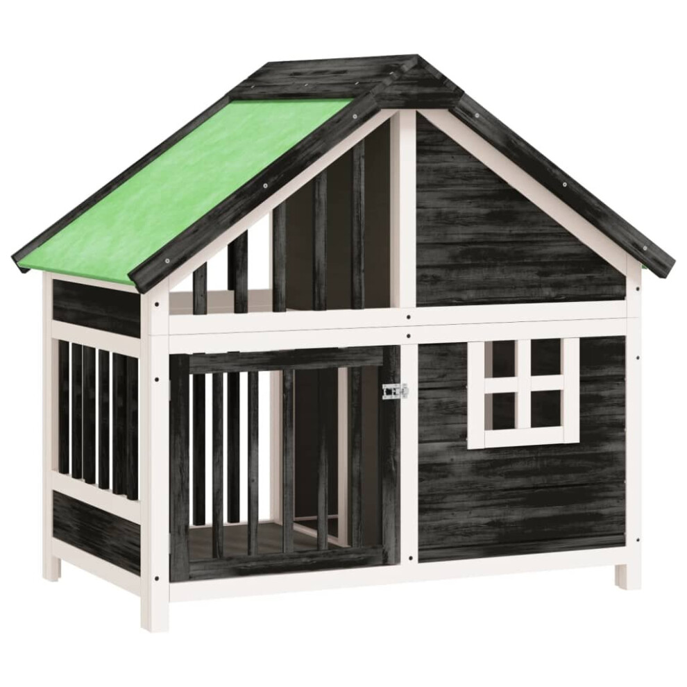 Vidaxl (Grey) Dog Kennel Wooden Pet House Animal Crate Dog Enclosure Solid Wood Pine