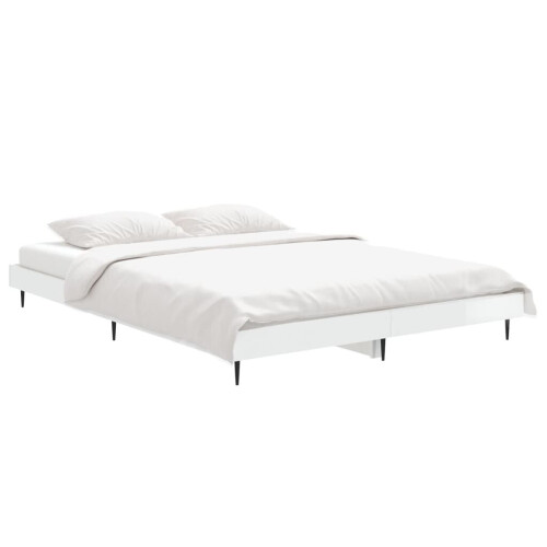 VidaXL (high gloss white, 135 x 190 cm) vidaXL Bed Frame Bedroom Platform Bed Frame Bedstead Bed Base Engineered Wood 2