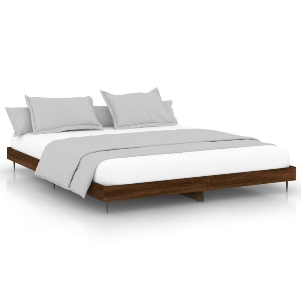 (brown oak, 200 x 200 cm) vidaXL Bed Frame Bedroom Platform Bed Frame Bedstead Bed Base Engineered Wood