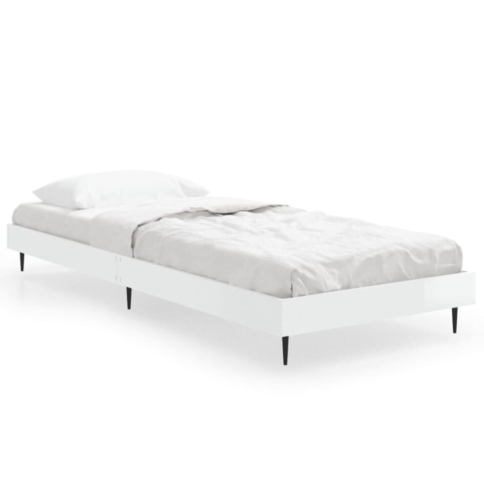 Vidaxl (High Gloss White, 75 X 190 Cm) Bed Frame Bedroom Platform Bed Frame Bedstead Bed Base Engineered Wood