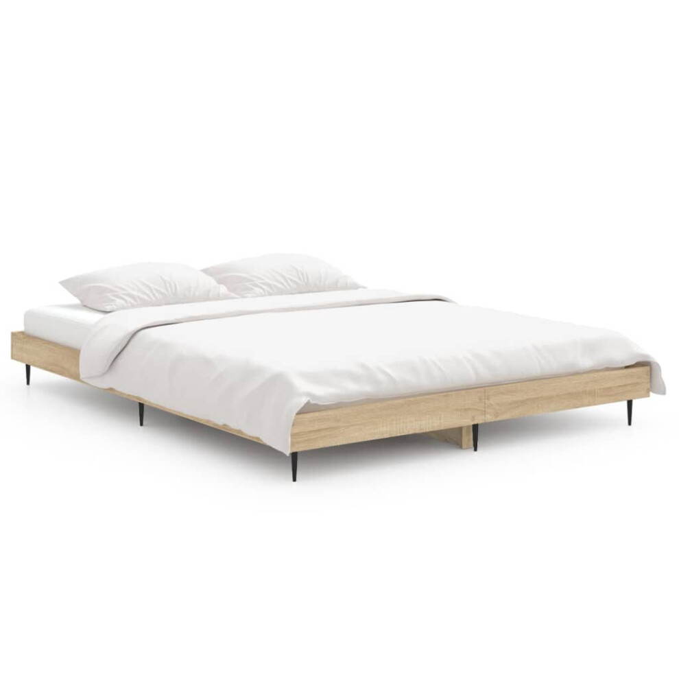 (sonoma oak, 135 x 190 cm) vidaXL Bed Frame Bedroom Platform Bed Frame Bedstead Bed Base Engineered Wood