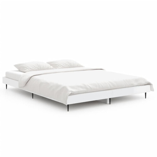 VidaXL (high gloss white, 135 x 190 cm) vidaXL Bed Frame Bedroom Platform Bed Frame Bedstead Bed Base Engineered Wood 1