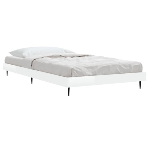 VidaXL (high gloss white, 90 x 200 cm) vidaXL Bed Frame Bedroom Platform Bed Frame Bedstead Bed Base Engineered Wood 2