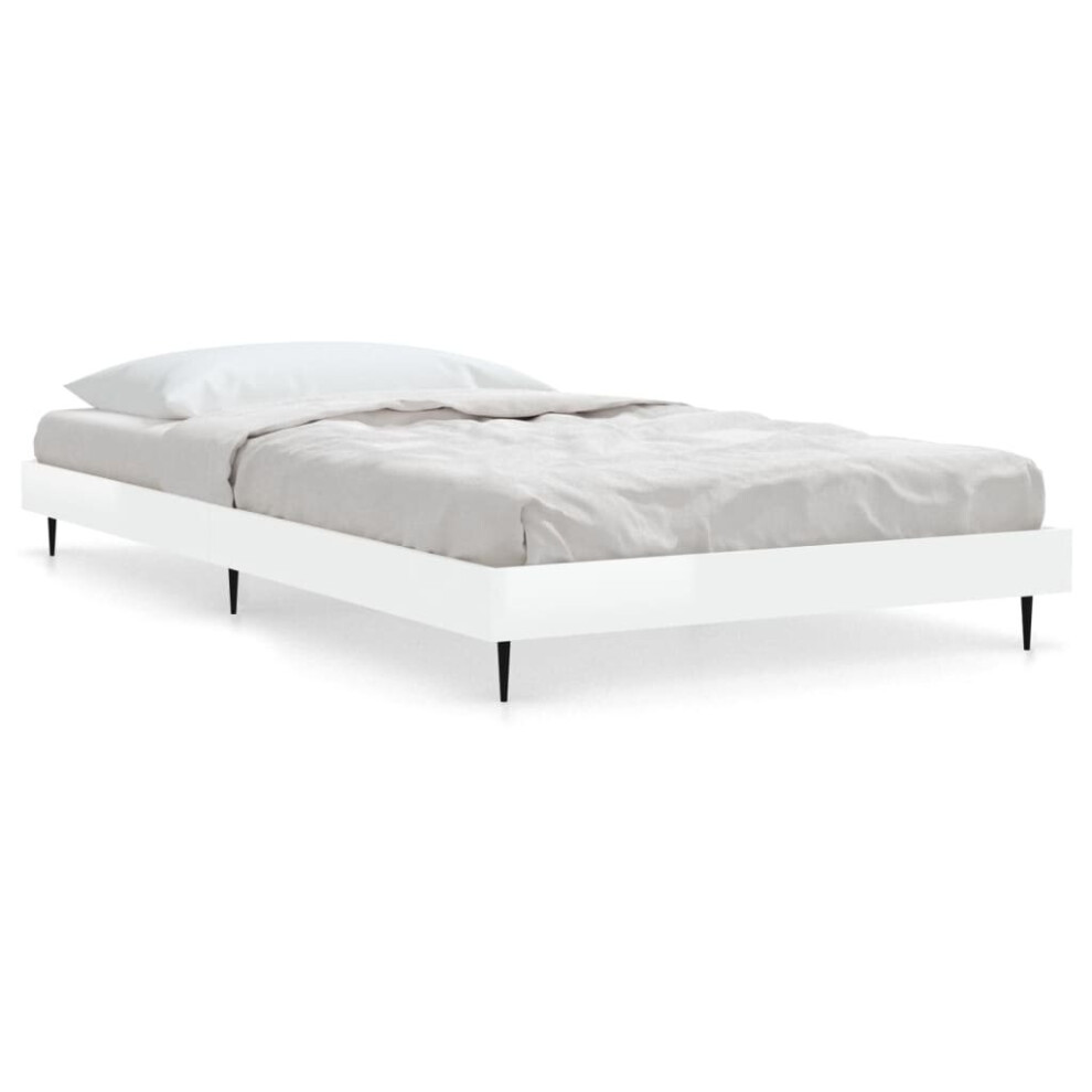 Vidaxl (High Gloss White, 90 X 200 Cm) Bed Frame Bedroom Platform Bed Frame Bedstead Bed Base Engineered Wood