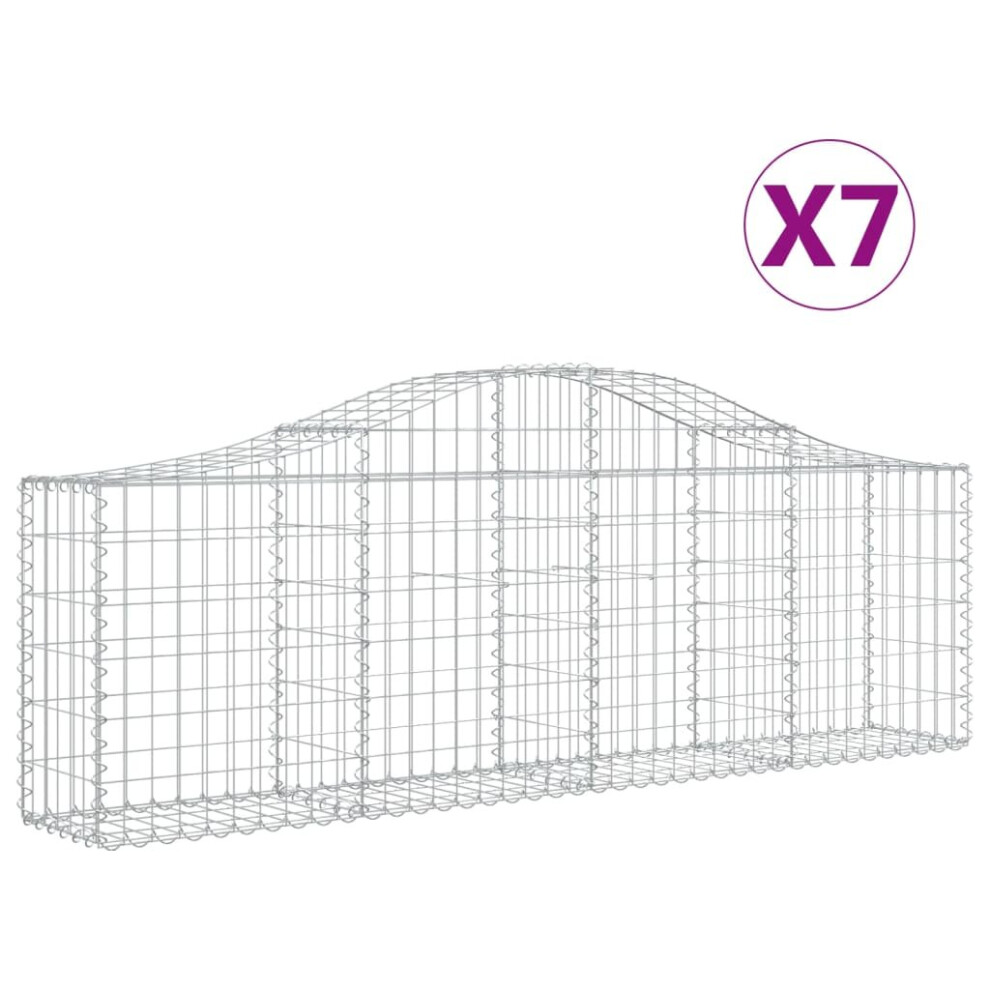Vidaxl (200 X 30 X 60/80 Cm/7 Pcs) Arched Gabion Basket Stone Basket Gabion Retaining Wall Galvanised Iron