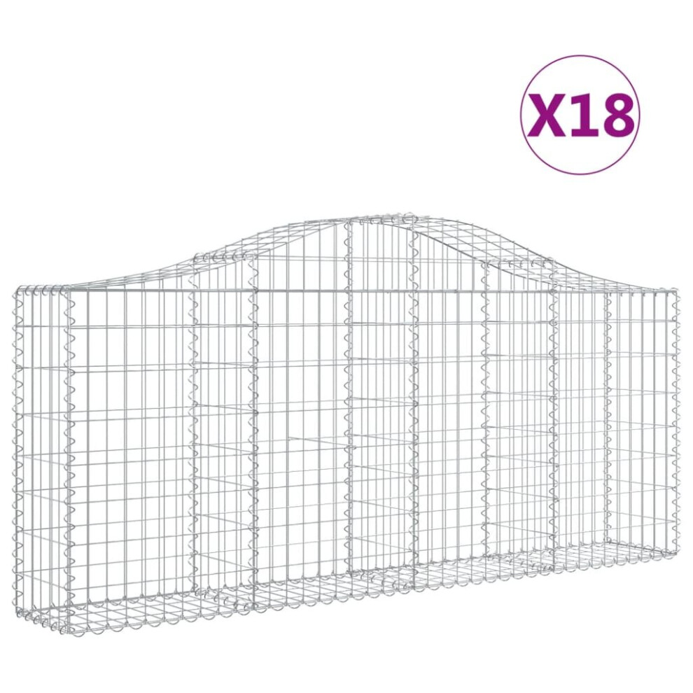 Photos - Garden & Outdoor Decoration VidaXL   Arched Gabion Basket Stone Basket Gabion Retaining Wall Galvanised Iron (200 x 30 x 80/100 cm/18 pcs)