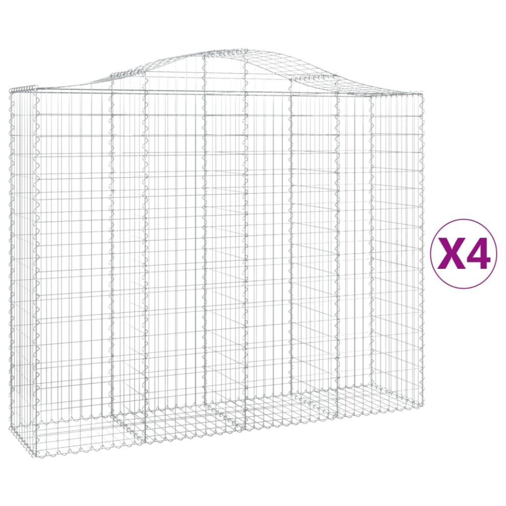Vidaxl (200 X 50 X 160/180 Cm/4 Pcs) Arched Gabion Basket Stone Basket Gabion Retaining Wall Galvanised Iron