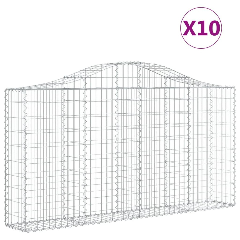 Vidaxl (200 X 30 X 100/120 Cm/10 Pcs) Arched Gabion Basket Stone Basket Gabion Retaining Wall Galvanised Iron