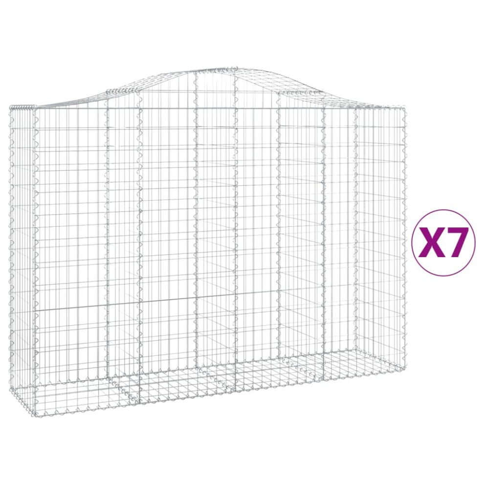 Vidaxl (200 X 50 X 140/160 Cm/7 Pcs) Arched Gabion Basket Stone Basket Gabion Retaining Wall Galvanised Iron