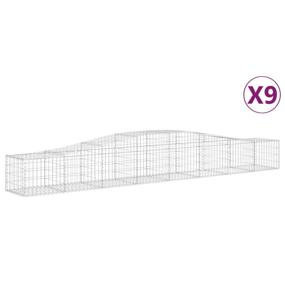 Vidaxl (400 X 50 X 40/60 Cm/9 Pcs) Arched Gabion Basket Stone Basket Gabion Retaining Wall Galvanised Iron