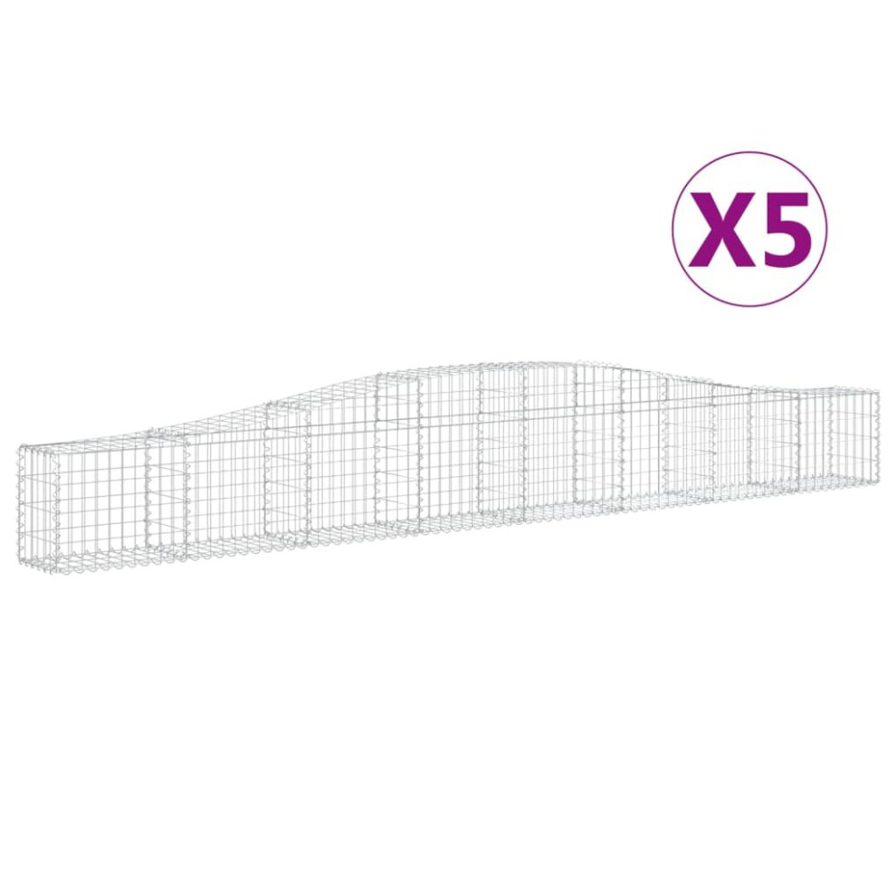 Vidaxl (400 X 30 X 40/60 Cm/5 Pcs) Arched Gabion Basket Stone Basket Gabion Retaining Wall Galvanised Iron