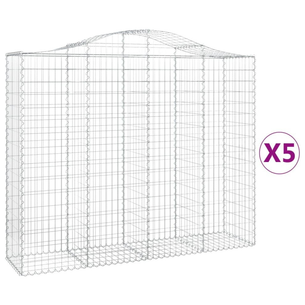 Vidaxl (200 X 50 X 160/180 Cm/5 Pcs) Arched Gabion Basket Stone Basket Gabion Retaining Wall Galvanised Iron