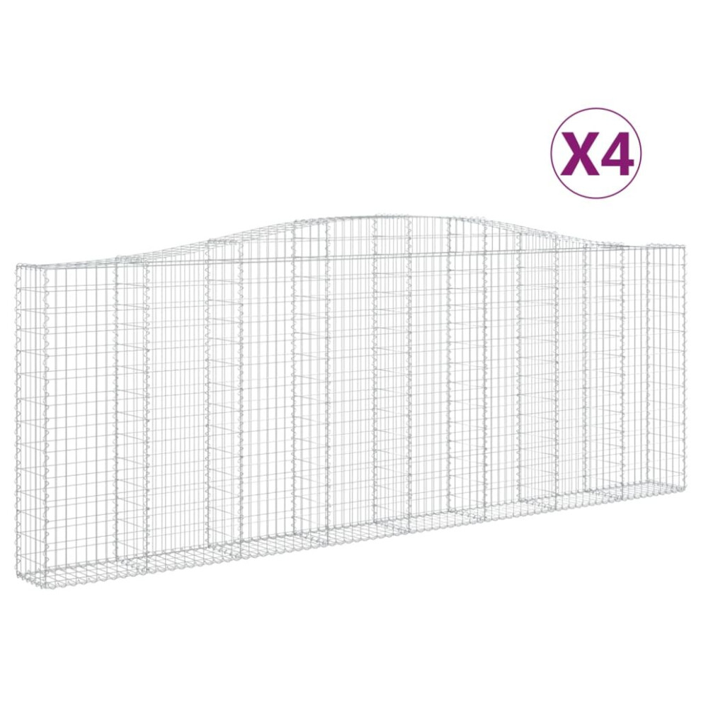Vidaxl (400 X 30 X 140/160 Cm/4 Pcs) Arched Gabion Basket Stone Basket Gabion Retaining Wall Galvanised Iron
