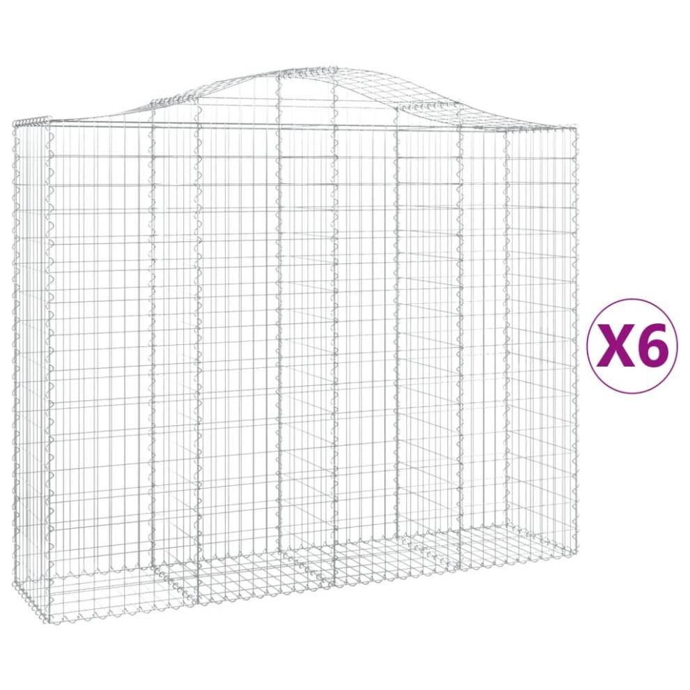 Vidaxl (200 X 50 X 160/180 Cm/6 Pcs) Arched Gabion Basket Stone Basket Gabion Retaining Wall Galvanised Iron