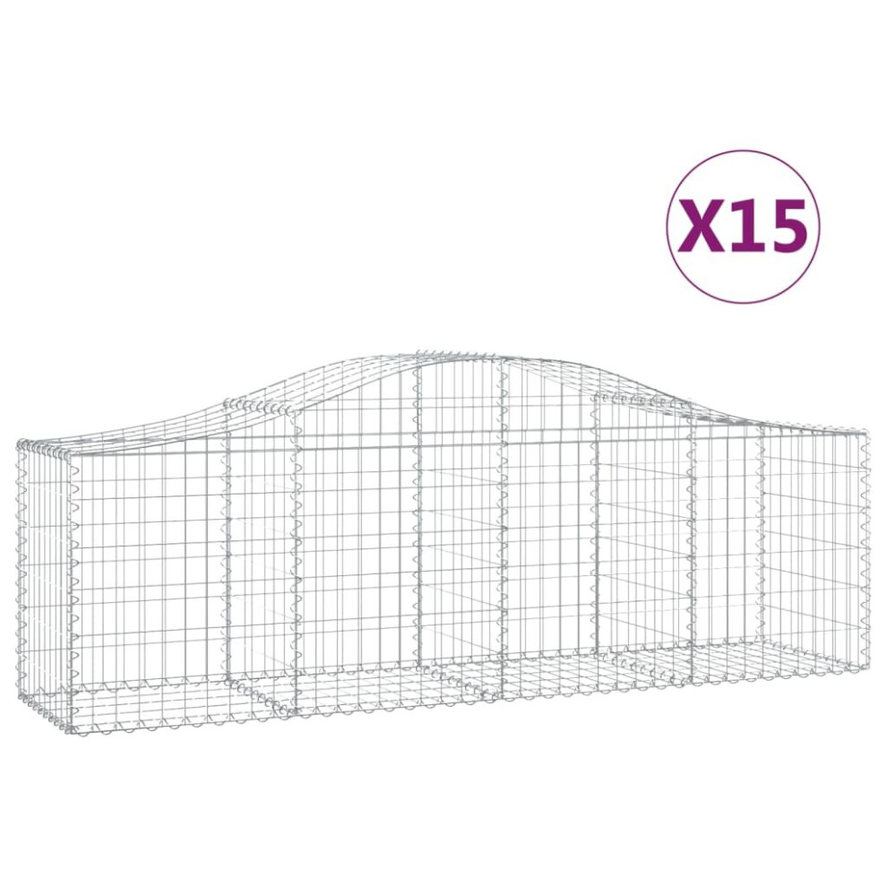 Photos - Garden & Outdoor Decoration VidaXL Arched Gabion Basket Stone Basket Gabion Retaining Wall Galvanised Iron (200 x 50 x 60/80 cm/15 pcs)