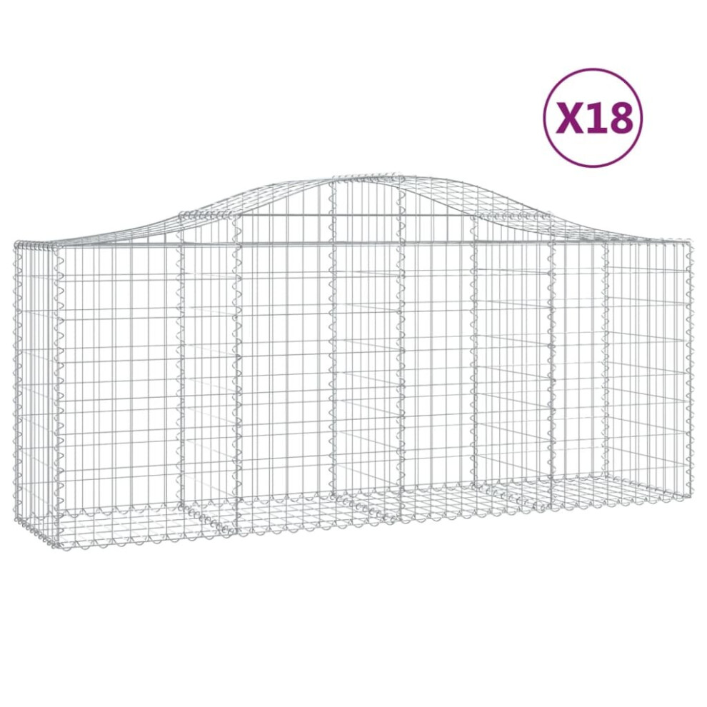Vidaxl (200 X 50 X 80/100 Cm/18 Pcs) Arched Gabion Basket Stone Basket Gabion Retaining Wall Galvanised Iron