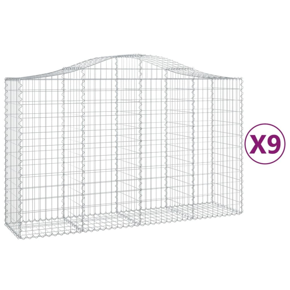 Vidaxl (200 X 50 X 120/140 Cm/9 Pcs) Arched Gabion Basket Stone Basket Gabion Retaining Wall Galvanised Iron