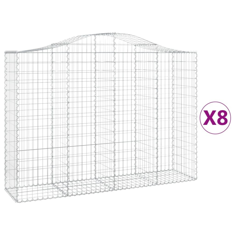 Vidaxl (200 X 50 X 140/160 Cm/8 Pcs) Arched Gabion Basket Stone Basket Gabion Retaining Wall Galvanised Iron
