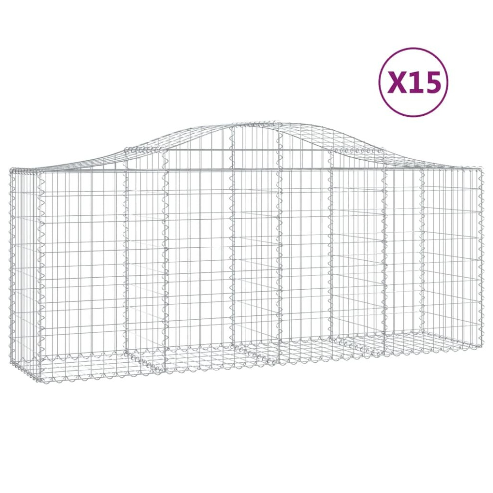 (200 x 50 x 80/100 cm/15 pcs) vidaXL Arched Gabion Basket Stone Basket Gabion Retaining Wall Galvanised Iron