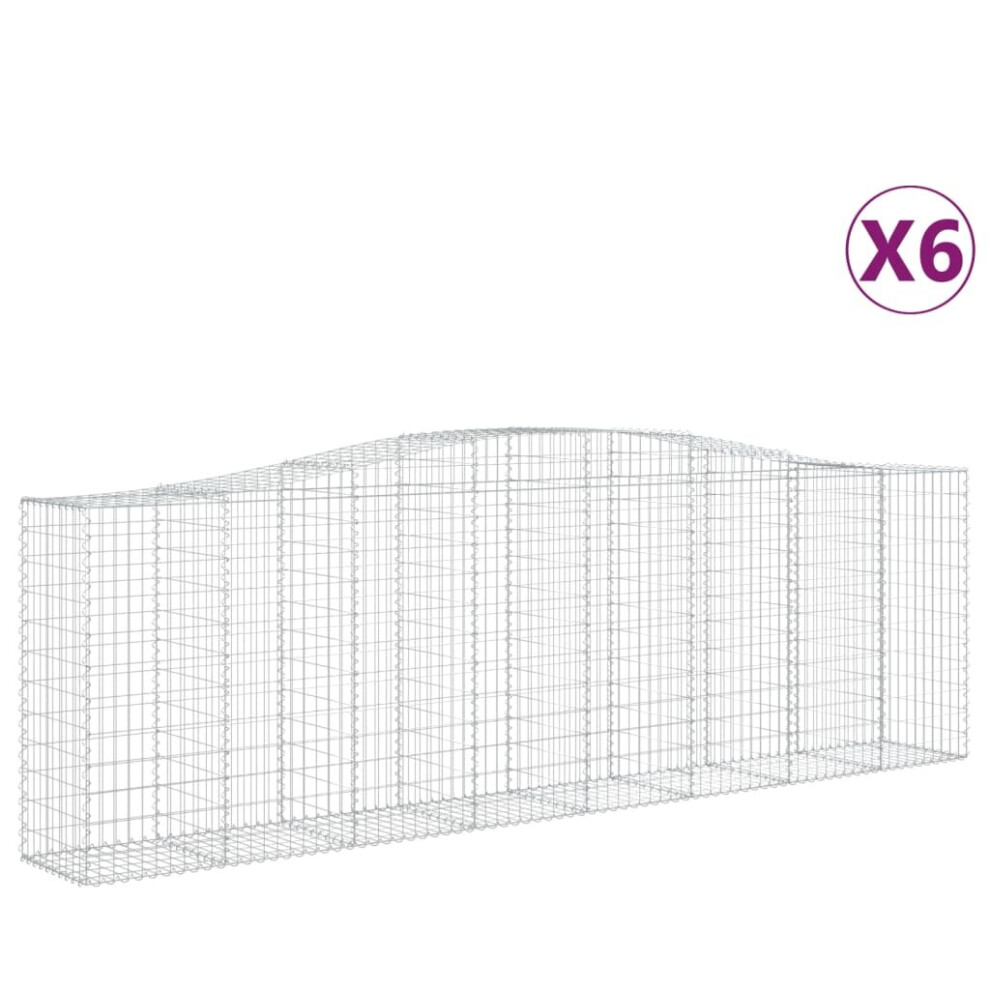 Vidaxl (400 X 50 X 120/140 Cm/6 Pcs) Arched Gabion Basket Stone Basket Gabion Retaining Wall Galvanised Iron