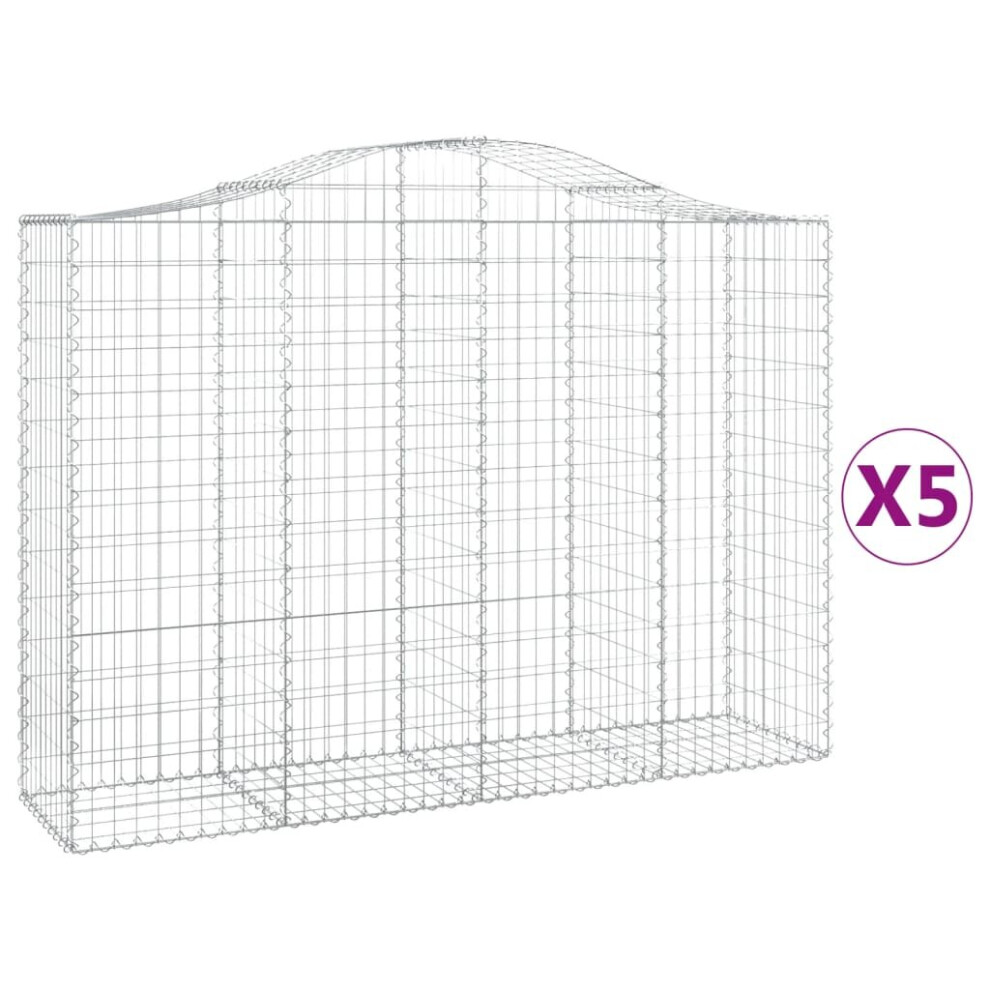 Vidaxl (200 X 50 X 140/160 Cm/5 Pcs) Arched Gabion Basket Stone Basket Gabion Retaining Wall Galvanised Iron