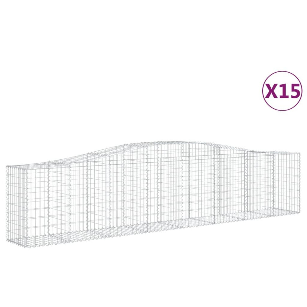 Vidaxl (400 X 50 X 80/100 Cm/15 Pcs) Arched Gabion Basket Stone Basket Gabion Retaining Wall Galvanised Iron