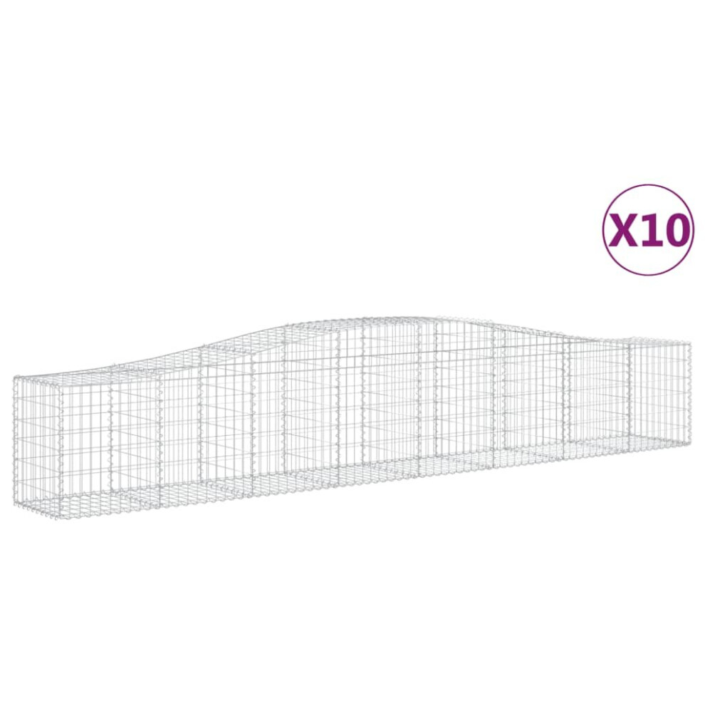 Vidaxl (400 X 50 X 60/80 Cm/10 Pcs) Arched Gabion Basket Stone Basket Gabion Retaining Wall Galvanised Iron