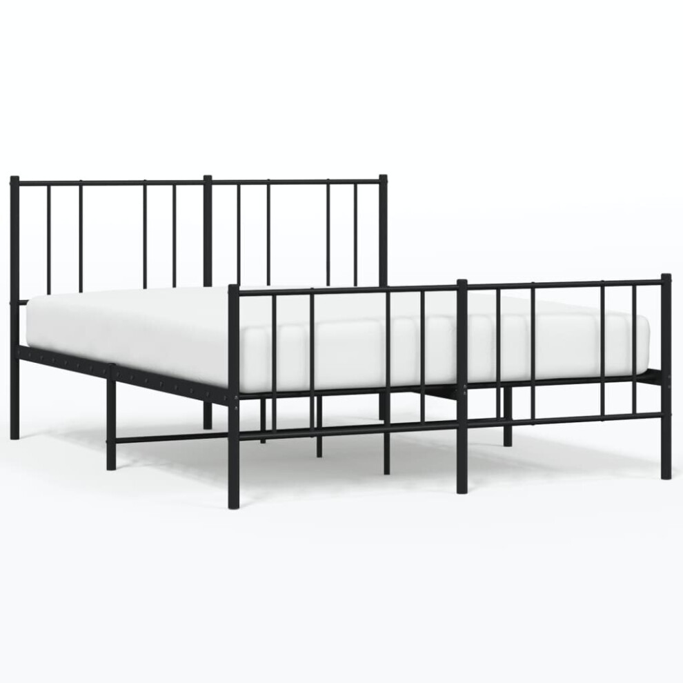 Vidaxl (Black, 120 X 190 Cm/With Headboard & Footboard) Metal Bed Frame With Headboard Bed Base Mattress Foundation Bedstead