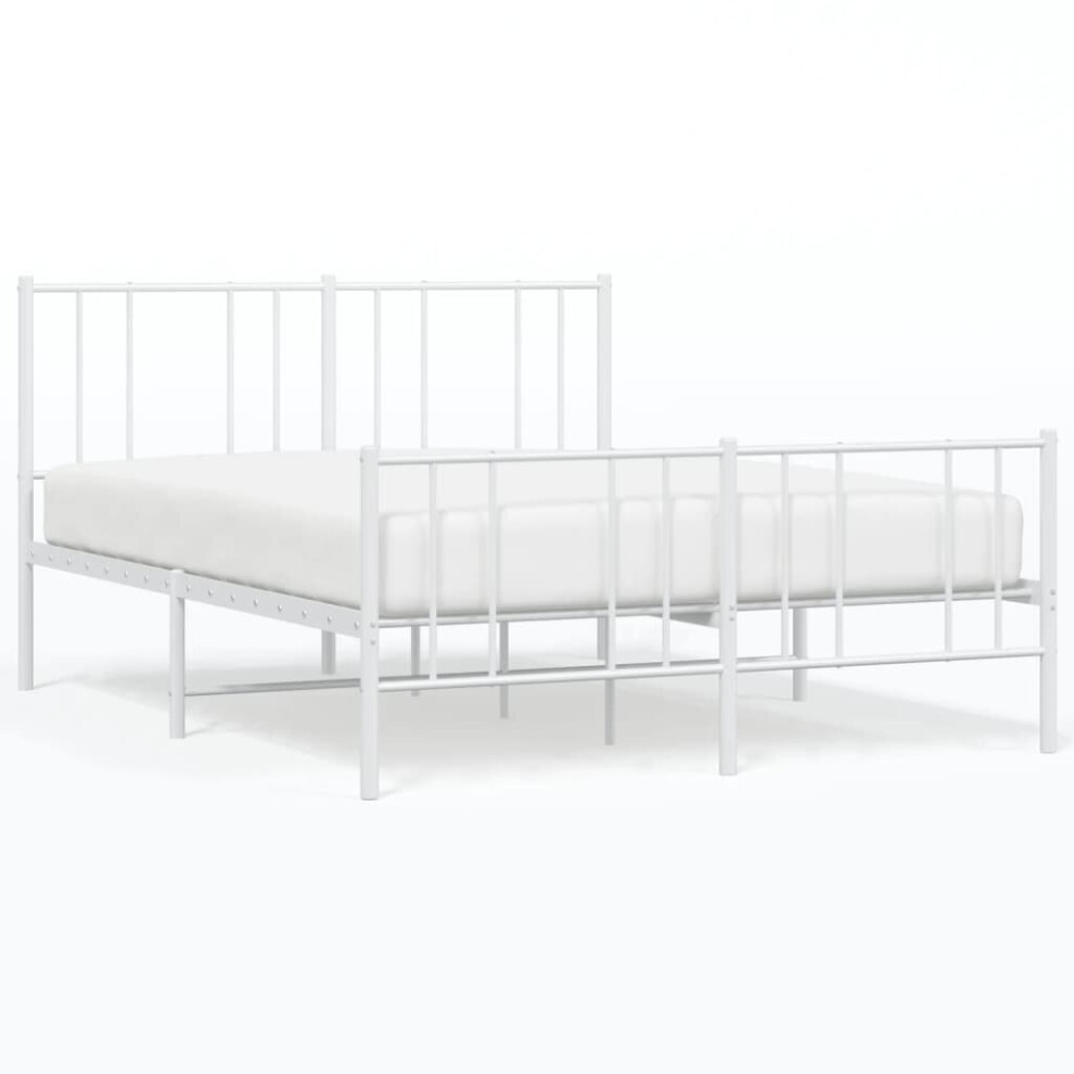 Vidaxl (White, 120 X 190 Cm/With Headboard & Footboard) Metal Bed Frame With Headboard Bed Base Mattress Foundation Bedstead