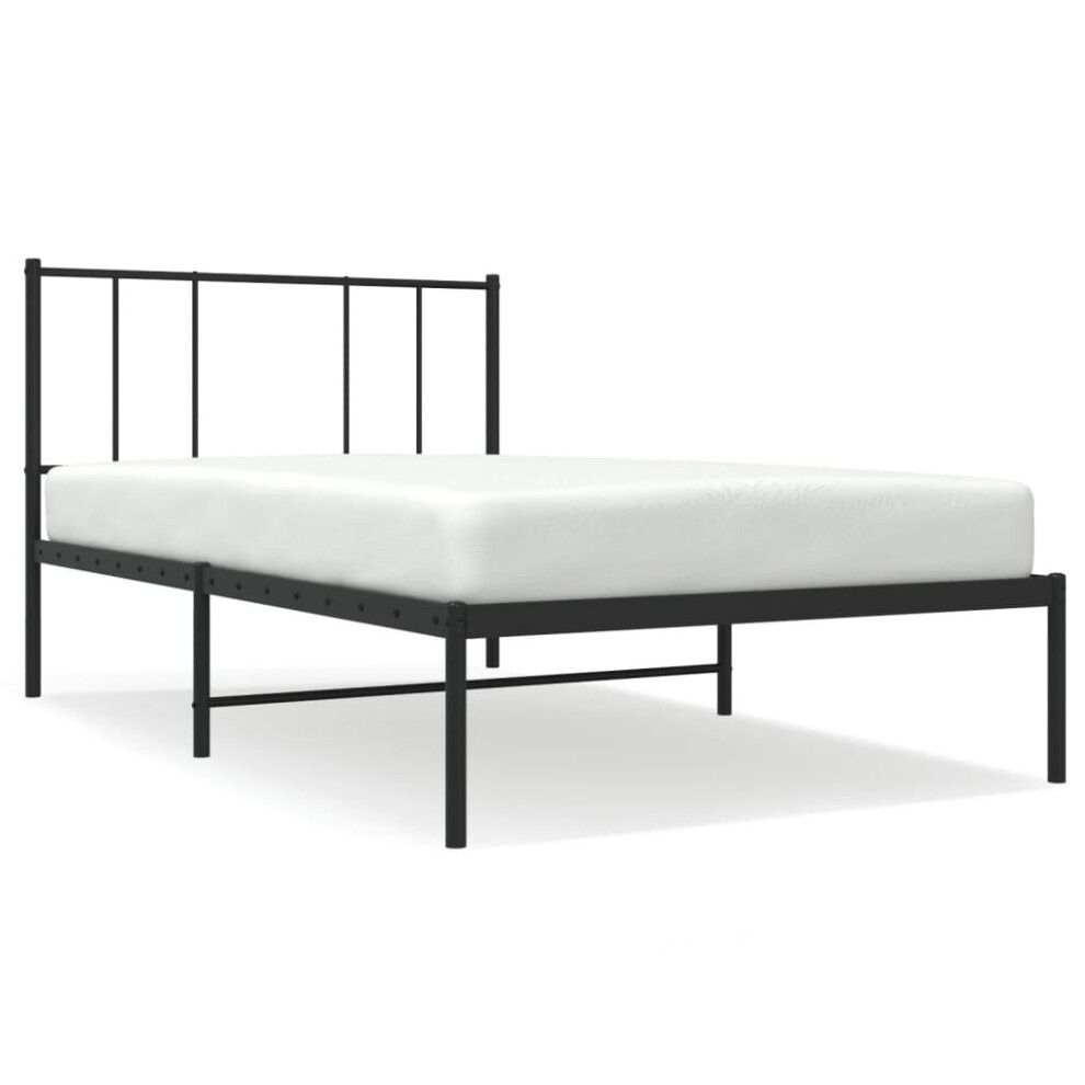 Vidaxl (Black, 75 X 190 Cm/With Headboard) Metal Bed Frame With Headboard Bed Base Mattress Foundation Bedstead