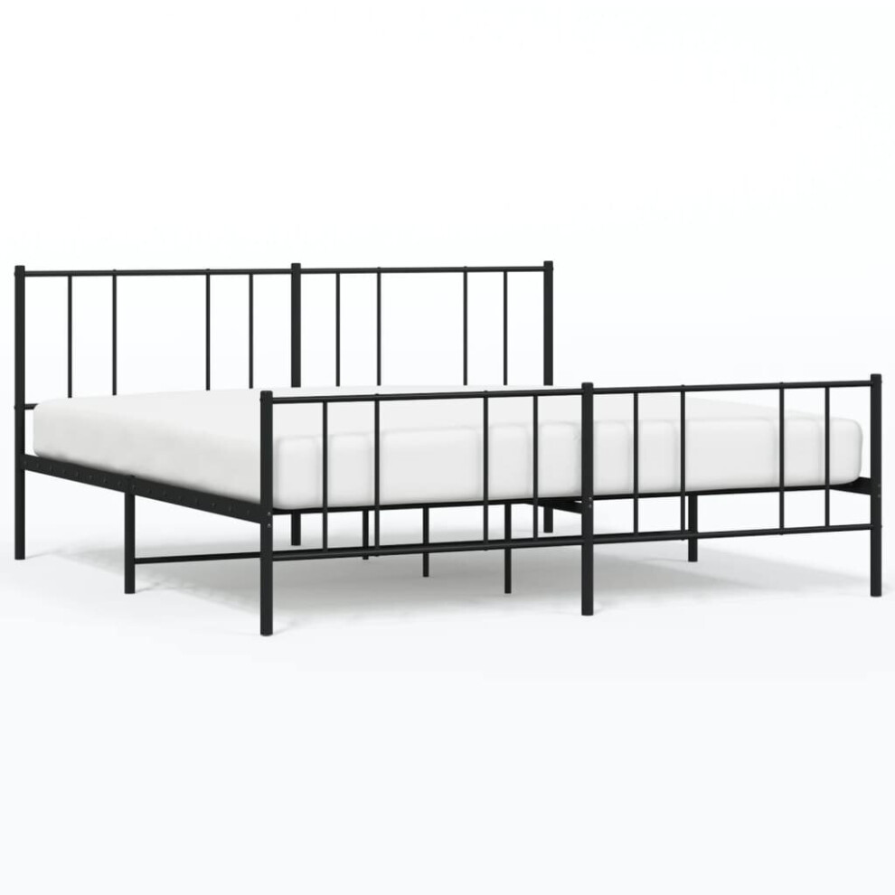 (black, 193 x 203 cm/with headboard & footboard) vidaXL Metal Bed Frame with Headboard Bed Base Mattress Foundation Bedstead