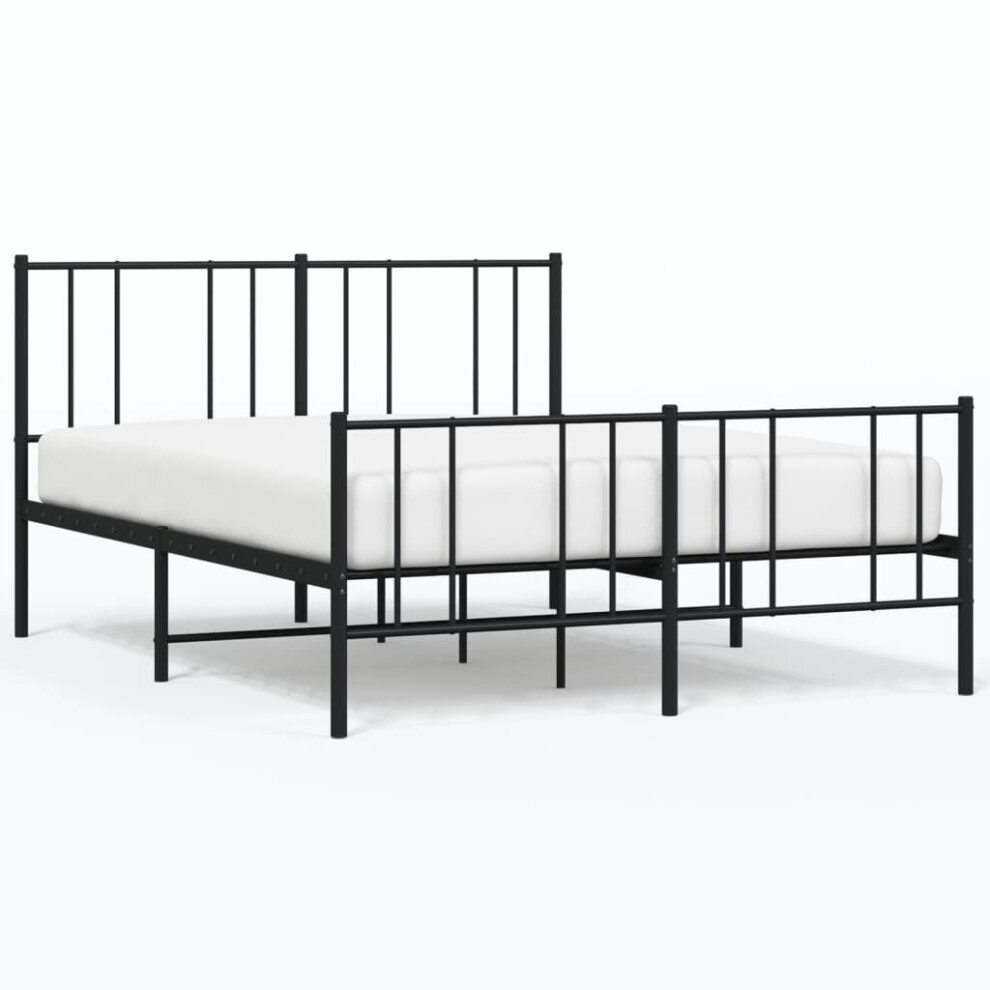 Vidaxl (Black, 120 X 200 Cm/With Headboard & Footboard) Metal Bed Frame With Headboard Bed Base Mattress Foundation Bedstead