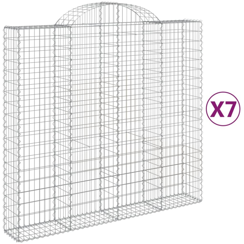 (200 x 50 x 180/200 cm/7 pcs) vidaXL Arched Gabion Basket Stone Basket Gabion Retaining Wall Galvanised Iron