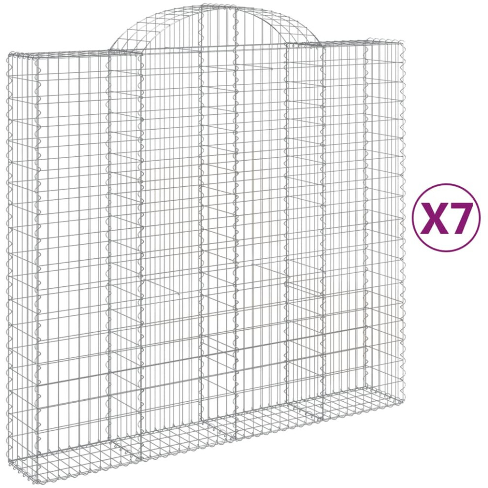 Vidaxl (200 X 50 X 180/200 Cm/7 Pcs) Arched Gabion Basket Stone Basket Gabion Retaining Wall Galvanised Iron
