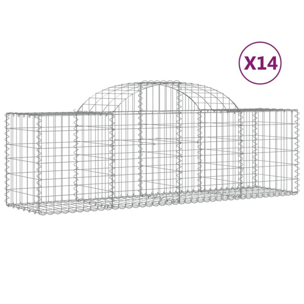 Vidaxl (200 X 50 X 60/80 Cm/14 Pcs) Arched Gabion Basket Stone Basket Gabion Retaining Wall Galvanised Iron