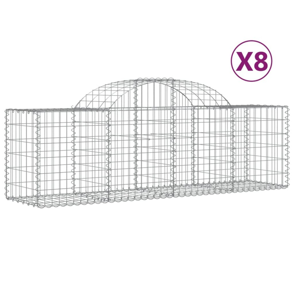 (200 x 50 x 60/80 cm/8 pcs) vidaXL Arched Gabion Basket Stone Basket Gabion Retaining Wall Galvanised Iron