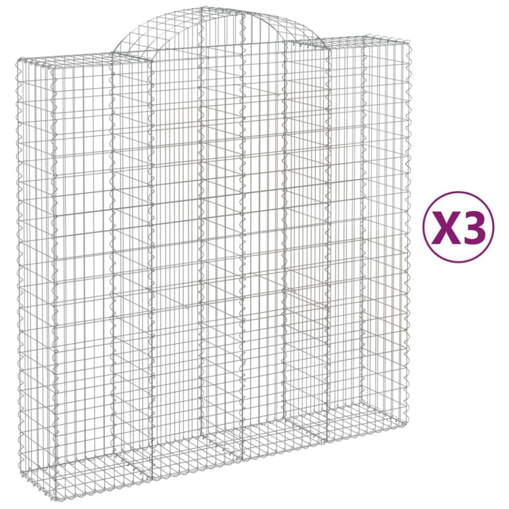 Vidaxl (200 X 50 X 200/220 Cm/3 Pcs) Arched Gabion Basket Stone Basket Gabion Retaining Wall Galvanised Iron