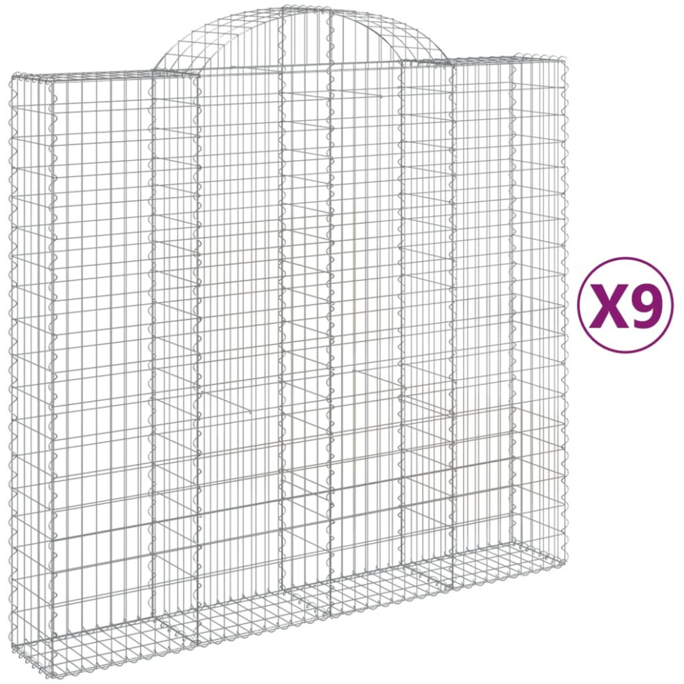 (200 x 50 x 180/200 cm/9 pcs) vidaXL Arched Gabion Basket Stone Basket Gabion Retaining Wall Galvanised Iron