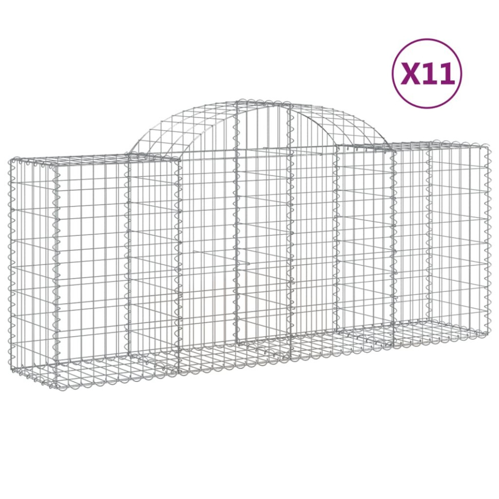 (200 x 50 x 80/100 cm/11 pcs) vidaXL Arched Gabion Basket Stone Basket Gabion Retaining Wall Galvanised Iron