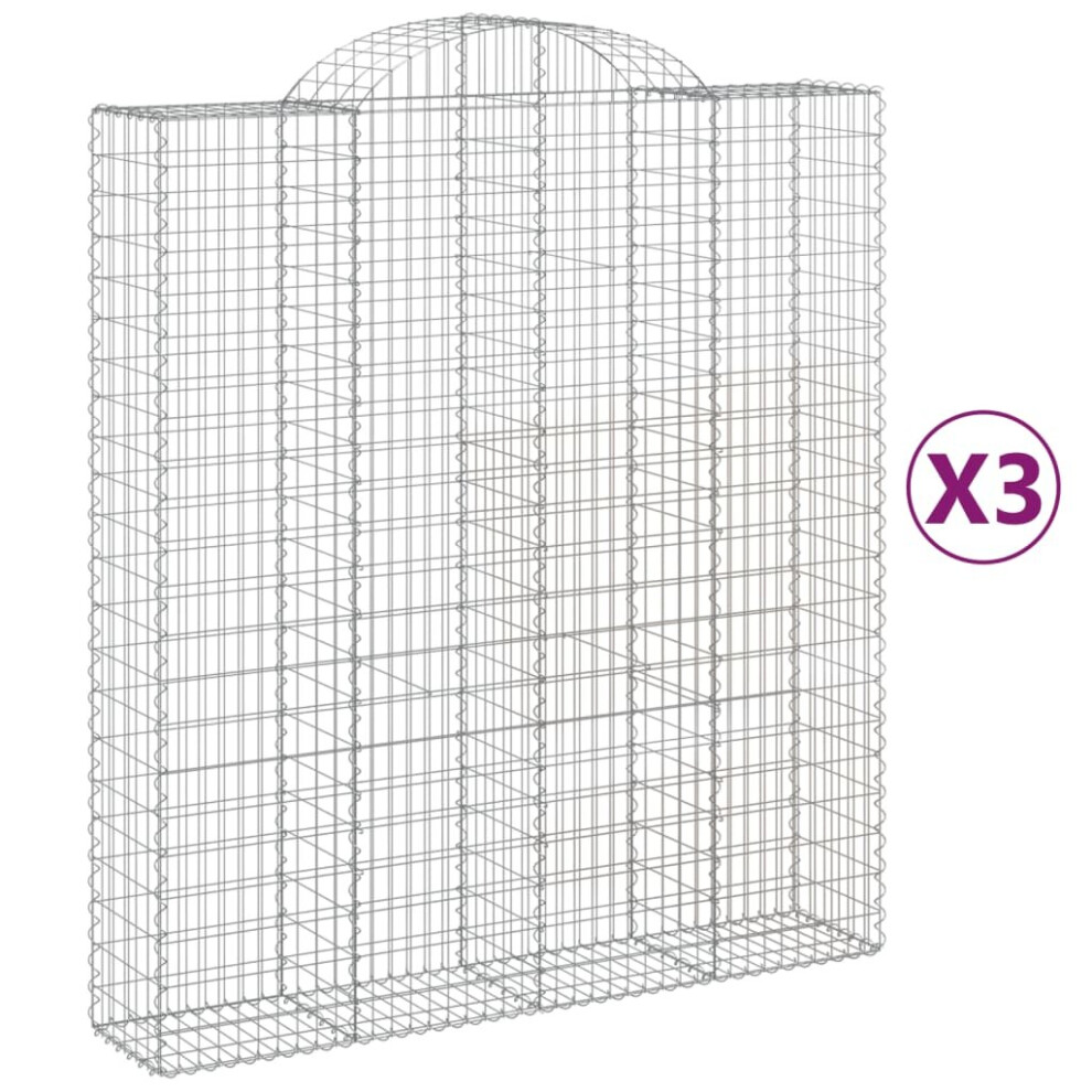 Vidaxl (200 X 50 X 220/240 Cm/3 Pcs) Arched Gabion Basket Stone Basket Gabion Retaining Wall Galvanised Iron