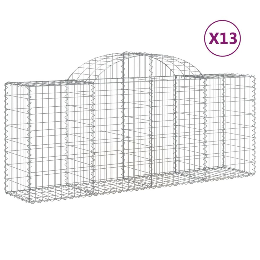 (200 x 50 x 80/100 cm/13 pcs) vidaXL Arched Gabion Basket Stone Basket Gabion Retaining Wall Galvanised Iron