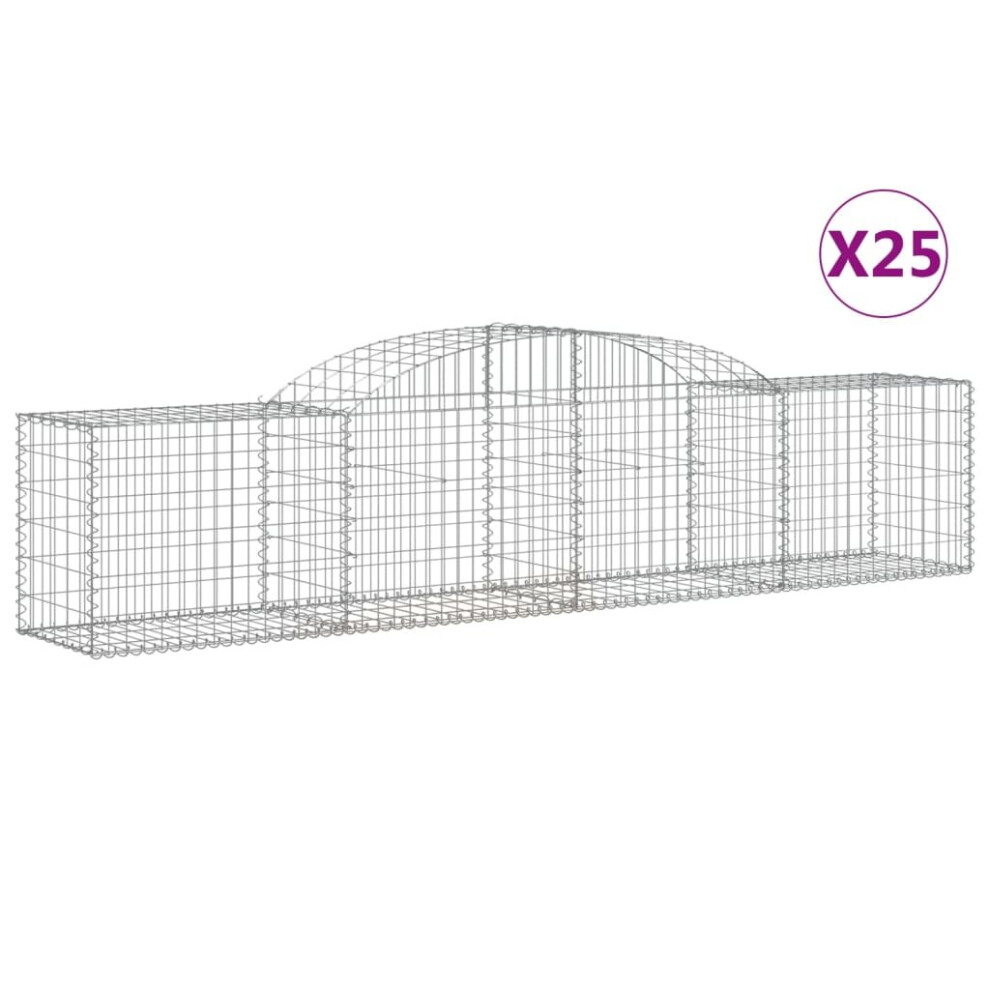 Vidaxl (300 X 50 X 60/80 Cm/25 Pcs) Arched Gabion Basket Stone Basket Gabion Retaining Wall Galvanised Iron