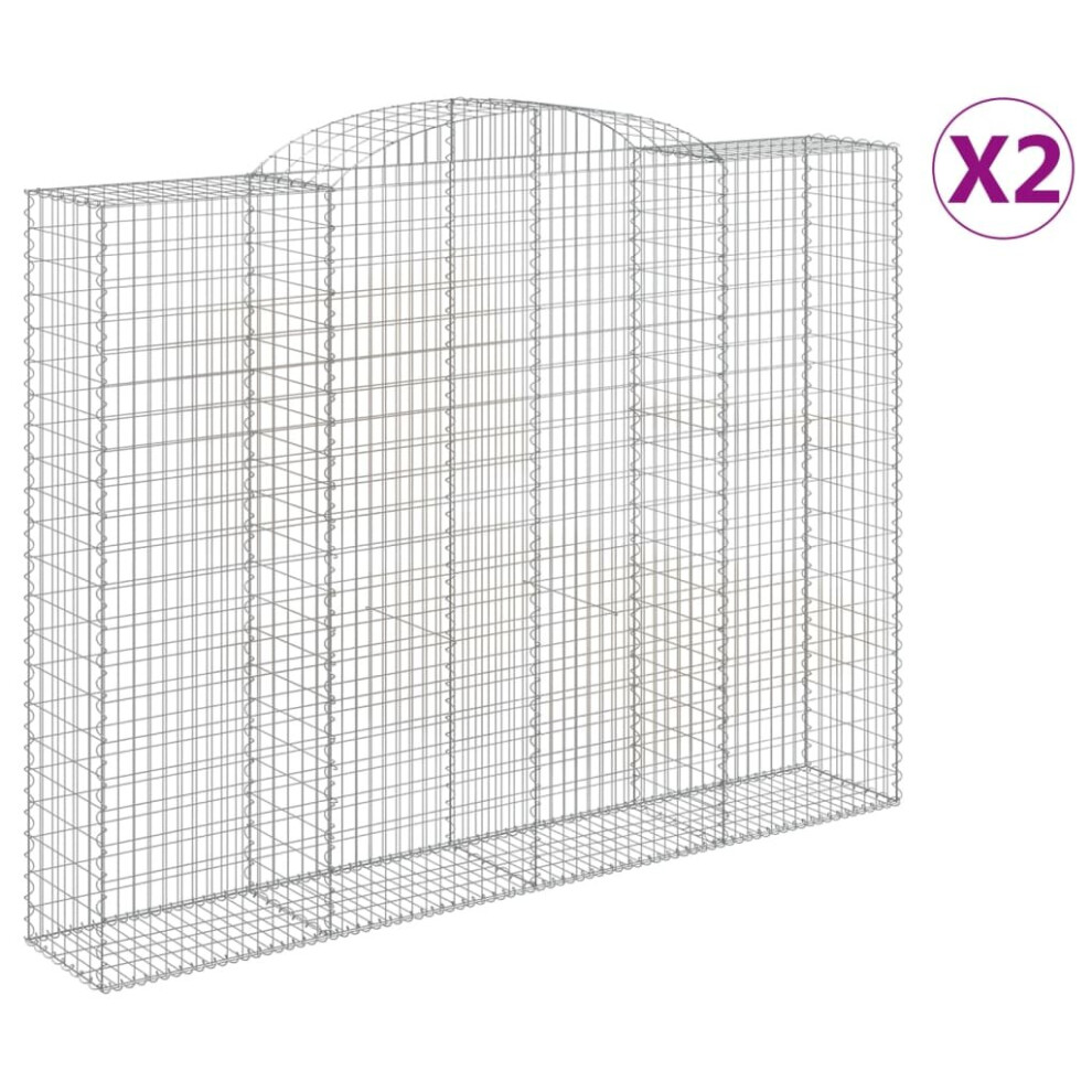 Vidaxl (300 X 50 X 220/240 Cm/2 Pcs) Arched Gabion Basket Stone Basket Gabion Retaining Wall Galvanised Iron