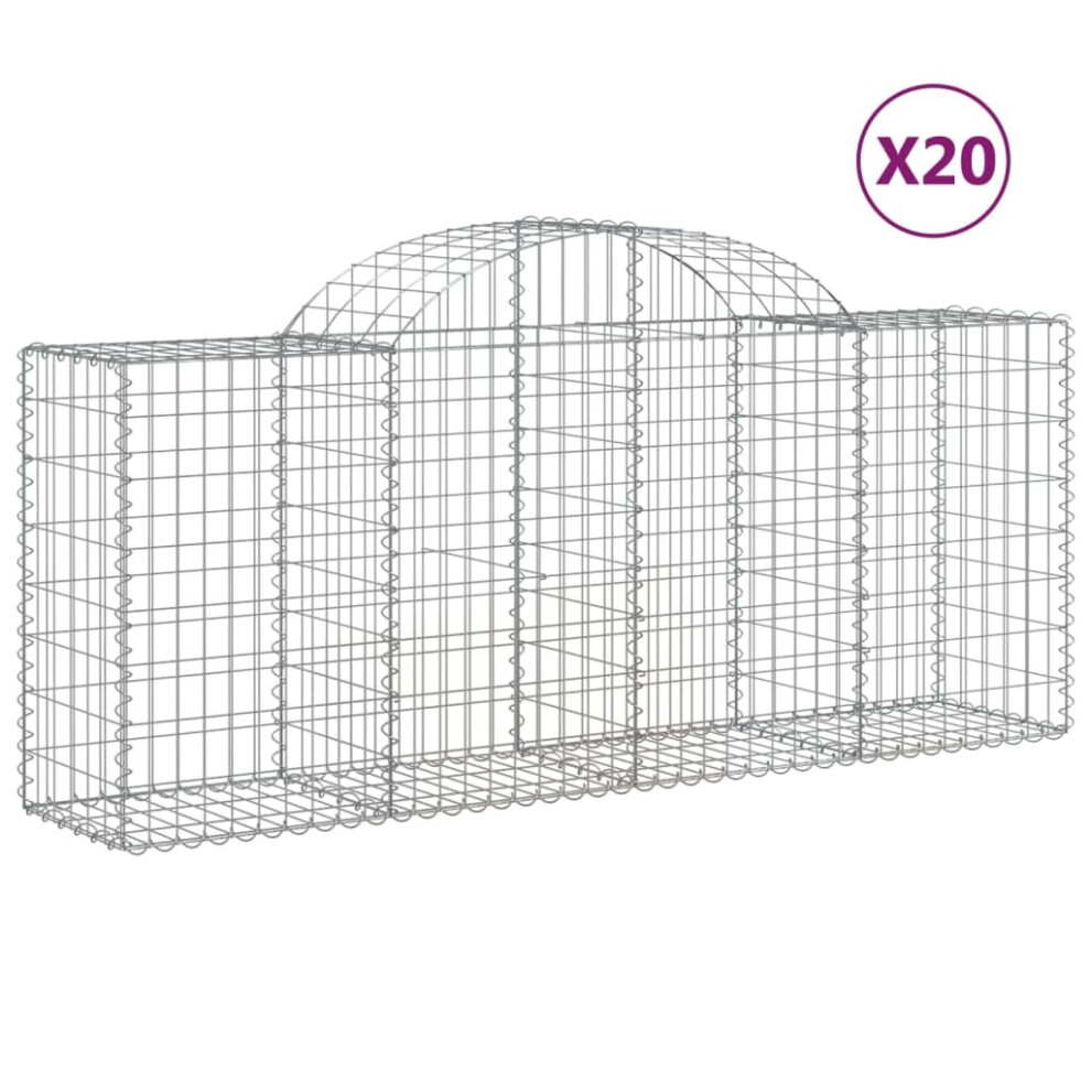 Vidaxl (200 X 50 X 80/100 Cm/20 Pcs) Arched Gabion Basket Stone Basket Gabion Retaining Wall Galvanised Iron