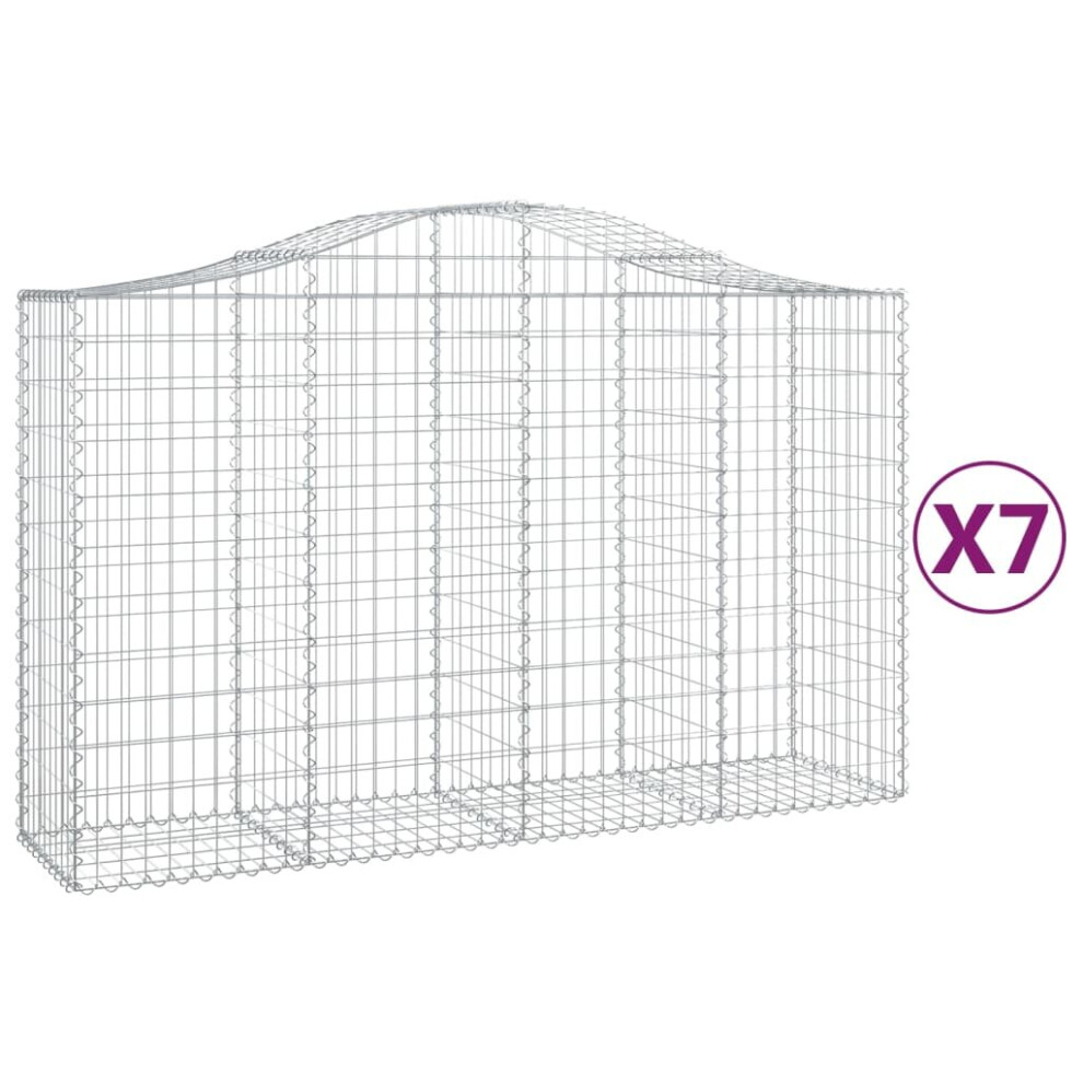 Vidaxl (200 X 50 X 120/140 Cm/7 Pcs) Arched Gabion Basket Stone Basket Gabion Retaining Wall Galvanised Iron