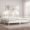 VidaXL (white, 200 x 200 cm/low) vidaXL Bed Frame with Headboard Mattress Foundation Bed Base Single Solid Wood 3