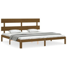 (honey brown, 200 x 200 cm/with headboard) vidaXL Bed Frame Bedroom Platform Bed Mattress Foundation Bedstead Solid Wood