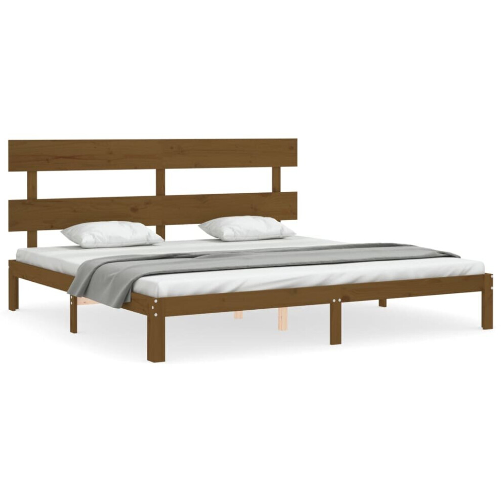 (honey brown, 200 x 200 cm/with headboard) vidaXL Bed Frame Bedroom Platform Bed Mattress Foundation Bedstead Solid Wood