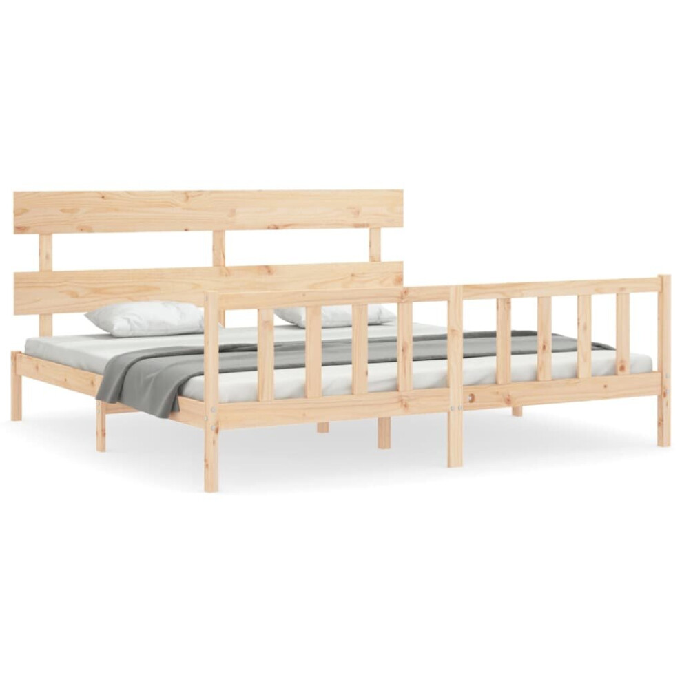 Vidaxl (Brown, 180 X 200 Cm/With Headboard & Footboard) Bed Frame Bedroom Platform Bed Mattress Foundation Bedstead Solid Wood